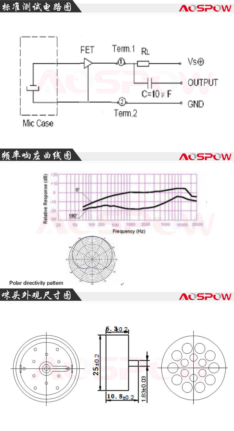 25mm咪头规格书尺寸