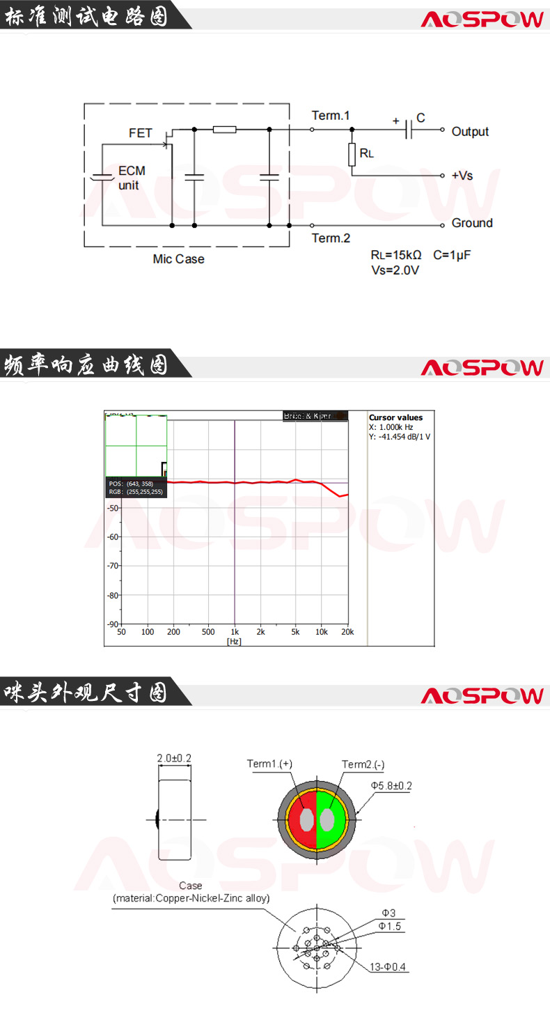 5820全指向咪头规格书尺寸