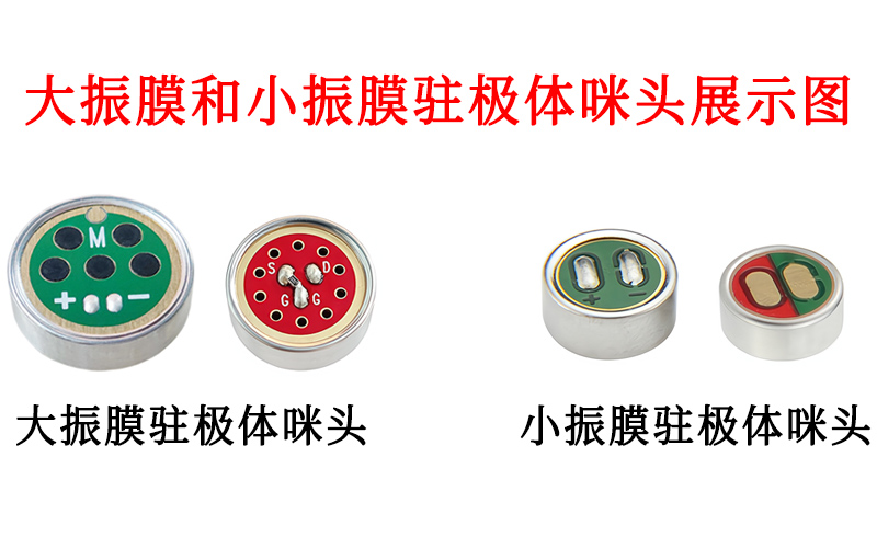 大振膜和小振膜驻极体咪头展示图